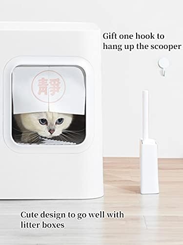 Cat Litter Scooper with Caddy, Cat Scooper for Litter Box with Holder Stand, Durable, Neat and Convenient - Matte White - Image 6