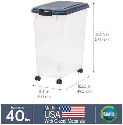 IRIS USA Dog Food Storage Container, Up to 40 lbs, Navy, Made in USA - Image 3