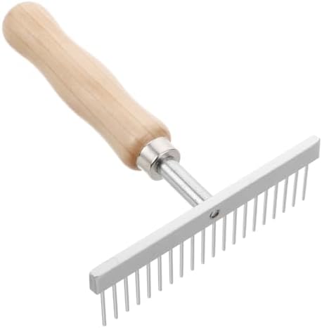 Toddmomy Horse Grooming Brush Wooden Handle Dematting Comb Stainless Steel Deshedding Tool for Horses Dogs Cows and Donkeys Ergonomic Grip 4.92 X 3.93 X 1.37 in by Toddmomy