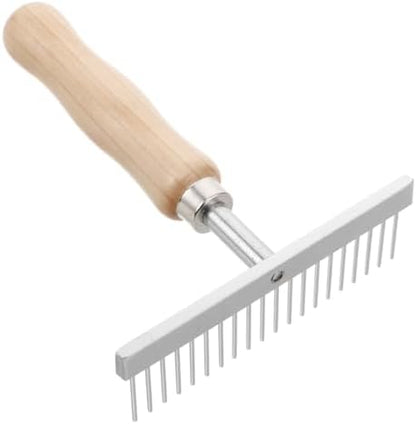 Toddmomy Horse Grooming Brush Wooden Handle Dematting Comb Stainless Steel Deshedding Tool for Horses Dogs Cows and Donkeys Ergonomic Grip 4.92 X 3.93 X 1.37 in by Toddmomy