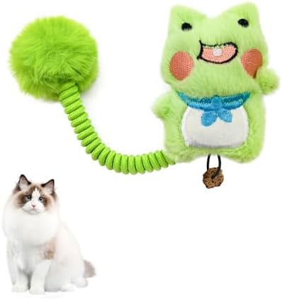 Andiker Catnip Toys, Cat Interactive Toys with Silvervine Fruit & Spring & Fuzzy Ball for Relaxing Playing, Plush Cat Teething Toys for Indoor Kitten for Cleaning Teething (Green Frog) by Andiker-ServingforYou