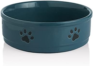 Sweejar Ceramic Dog Bowls with Paw Pattern, Dog Food Dish for Large Dogs, Porcelain Pet Bowl for Water 70 Fl Oz (Fog Blue) by Sweejarco1949