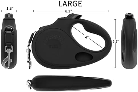 TUG Oval 360° Tangle-Free Retractable Dog Leash with Integrated Waste Bag Dispenser (Large, Black) - Image 3