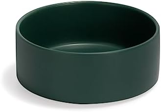 SPUNKYJUNKY 13.5OZ Ceramic Dog and Cat Bowl, Modern Cute Weighted Food Water Bowl for Replacement Green (1 Pack) by SPUNKYJUNKY