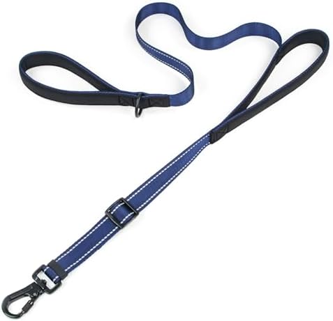 Reflective Double Handle Dog Leash for Large Medium Small Dogs (RB, L) by Tiffpaws