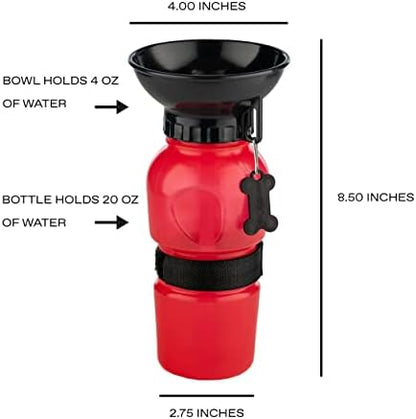 Highwave AutoDogMug Dog Water Bottle with Built-in Bowl, 20 oz, Red - Image 3