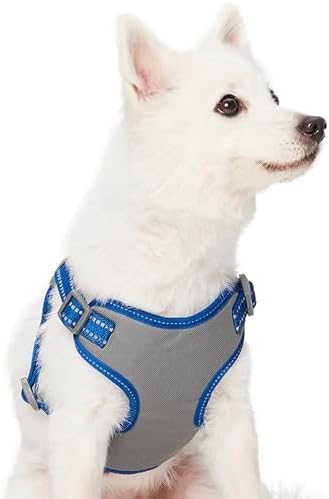 Blueberry Pet Pastel Colored Reflective Dog Harness with Seatbelt Clip – Adjustable No-Pull Pet Vest for Walking and Car Safety, Large Size in Navy Blue - Image 2