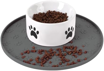 Silicone Pet Food Mat - Waterproof Dog Food Bowl Mat Cat Feeding Mat Thicker Pet Placemat Eating Mat with High Lip to Prevent Spills, Dog & Cat Water Bowl Mat for Messy Drinkers to Protect Floors，Gray by Joyinjojo