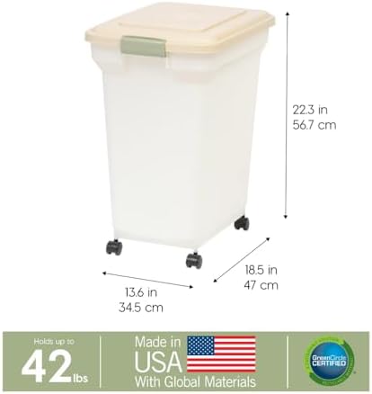 IRIS USA Dog Food Storage Container, Up to 42lbs, Almond/Pearl, Made in USA - Image 4