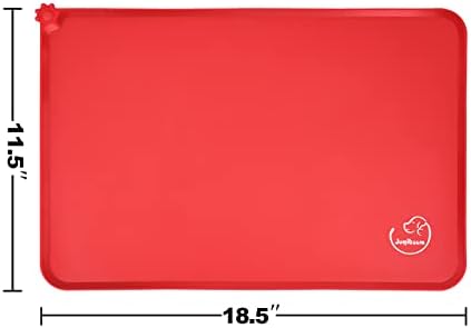 Silicone Waterproof Dog Cat Pet Feeding Mats, Non Slip, Easy Clean Pet Dog Cat Bowl Mats Placemat (18.5" x 11.5") Red - Image 2