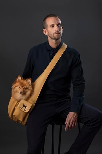 Noah & Paw Dog Sling Carrier for Small Dogs 5-18lb, Dog Sling for Small Dogs and Cats, Dog Carrier with Adjustable Padded Strap, Vegan Leather Lined with Fur, Double Safety Feature, Machine Washable - Image 2