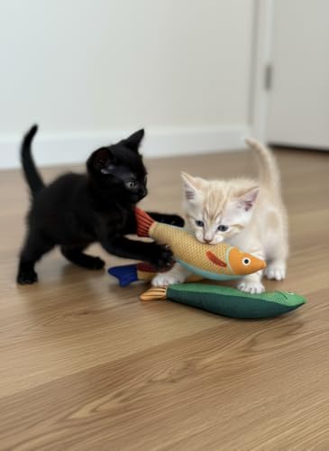 Cat Toy Saury Fish, 3-Pack (Green, Yellow, Orange), Catnip & Bell Sound, Soft & Durable, Interactive Kitten Toy for Indoor Cat Exercise, 8.7 Inches, Suitable for All Cat Breeds - Image 5