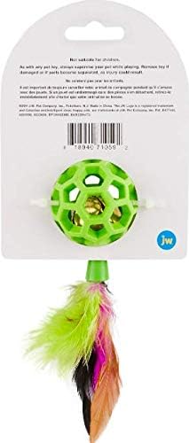 JW Pet Cataction Feather Ball with Bell, Cat Toy, Green, 1 Count (Pack of 1) (71059) - Image 5