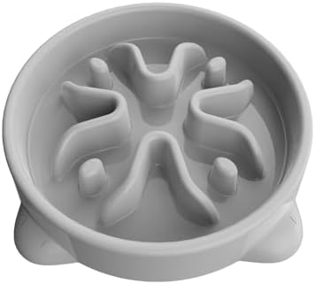 Slow Feeder Dog Bowls Small Breed, Dog Food Bowl Small Anti-Choking Bloat Stop Puzzle Healthy Eating Bowl (Gray, 1 Cup) by TOKAYIFE