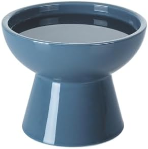 LoeJan Elevated Cat Food and Water Bowls Set, Extra Wide and Raised Ceramic Feeder, Anti-Vomit Whisker-Free Pressure Feeding Bowl for Kittens Adult Small Dogs (Deep Blue) by LoeJan