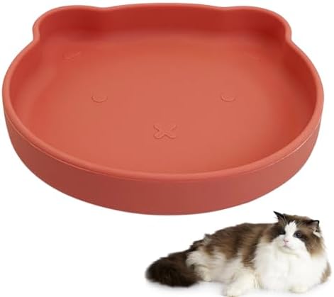 Silicone Cat Bowl with Suction Cup 7in Shallow Dog Food Dishes by Apatal