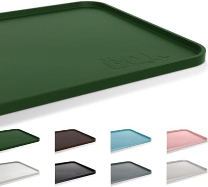 Silicone Dog Cat Food Mat Extra Thick Raised Edge, 20"x14" Dark Olive by Unknown