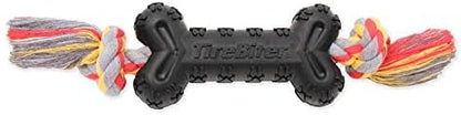 Mammoth Pet Products TireBiterII e with Cotton-Poly Rope – Natural Rubber Dog Toys for Extreme Chewers – Dog Toys for Extra Long Interactive Play – Aggressive Chewer Toys for Dogs - Large 16”, Black (31023F) by MammothPetProducts