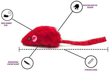 20 Rainbow Mice with Catnip and Rattle Sound Made of Real Rabbit Fur Interactive Catch Play Mouse Toy for Cat, Pack of 20 Mice - Image 3