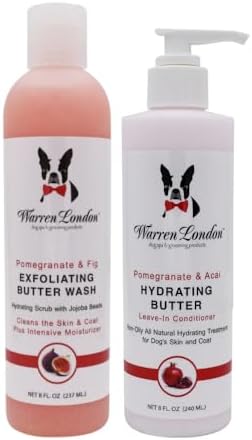 Warren London 8oz Butter Combo - Premium Dog Shampoo & Conditioner - Exfoliating Wash with Fragrant Leave in Conditioner - Pom & Fig w/Pom & Acai by WarrenLondon