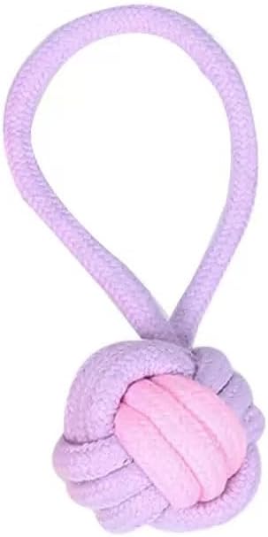 Dog Rope Toys, 7 Piece Cotton Teething and Chewing Set, Purple and Pink (Picture Color)