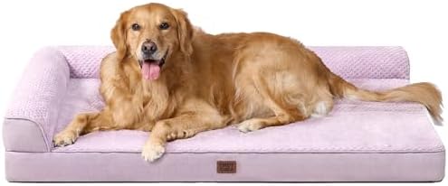 EHEYCIGA Memory Foam Dog Bed, Large Orthopedic Dog Bed, Lilac by EHEYCIGA