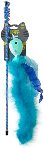 Quirky Kitty Nifty Narwhal Feather Wand and String Teaser Cat Toy, Catnip by QuirkyKitty