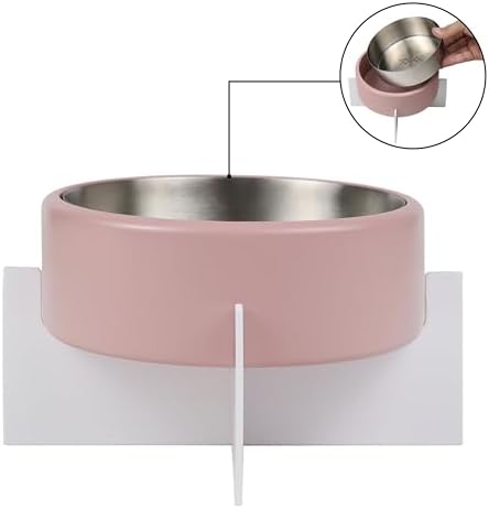 DBL3000A Intersecta Small/Medium Concrete and Stainless Steel Bowl 16oz (2 Cups) with Metal Stand Pet Feeder, Pink/White - Image 3