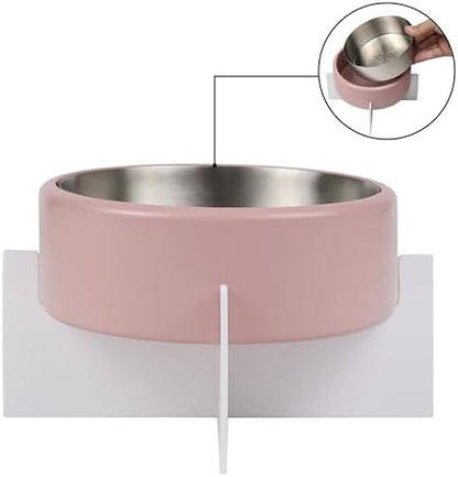 DBL3000A Intersecta Small/Medium Concrete and Stainless Steel Bowl 16oz (2 Cups) with Metal Stand Pet Feeder, Pink/White - Image 3