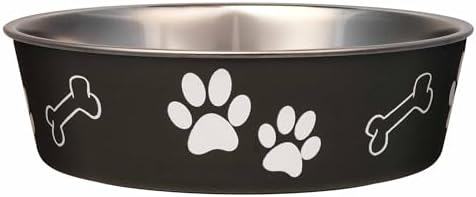 Loving Pets Bella Dog Bowls- Stainless Steel Dog & Cat Bowls - Spill Proof Dog Food Bowl, Cat Bowl, Puppy Essentials & Pet Supplies Great for Home & Travel (X-Large 65-100lbs, Espresso) by Loving+Pets