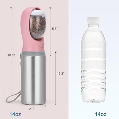 Portable Dog Water Bottle with Food Container, 14 OZ, Stainless Steel - Image 5