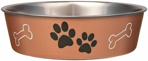Loving Pets Bella Dog Bowls- Stainless Steel Dog & Cat Bowls - Spill Proof Dog Food Bowl, Cat Bowl, Puppy Essentials & Pet Supplies Great for Home & Travel (Medium 20-35 lbs, Copper) by Loving+Pets