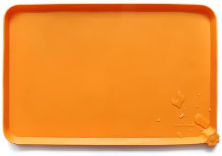 Hoki Found Silicone Non Slip Pet Feeding Mats - Bowl Placemat - Waterproof Dog Cat Food Mats - Orange by Hoki+Found