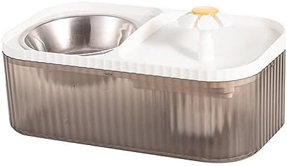 2 in 1 Cat Water Fountain and Food Bowl,Cat Fountain Water Bowl,Pet Water Bowl Fountain,Automatic Pet Water Dispenser,Cat Food and Water Bowl Set,Cat Feeding and Watering Supplies(White) by FQQWEE
