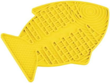 LickiMat Casper, Fish-Shaped Cat Slow Feeders Lick Mat, Boredom Anxiety Reducer; Perfect for Food, Treats, Yogurt, or Peanut Butter. Fun Alternative to a Slow Feed Cat Bowl or Dish, Yellow - Image 3