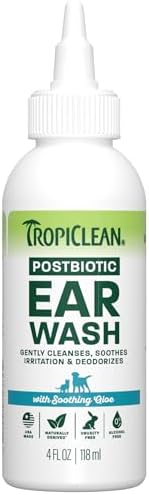 TropiClean Dog Ear Wash, Alcohol Free Ear Cleaning Solution, 4oz by TropiClean