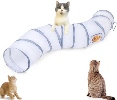 Cat Tunnel, Cat Tunnels for Indoor Cats, S-Shape Foldable Cats Cave by Deofun