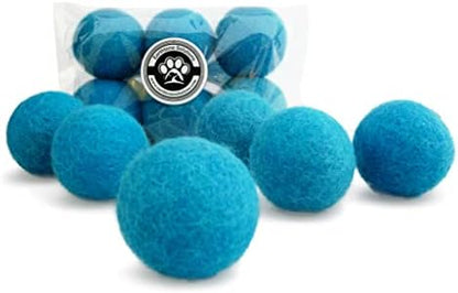 Wool Cat Toys - Felt Cat Toy Balls for Small Pet Fetch and Play - Eco Friendly Quiet Wool Ball Cat Toy for Cats and Kittens - 6 PCS Choose Your Colors (Aqua) by EarthtoneSolutions