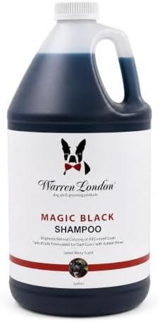 Warren London Magic Black Dog Shampoo | Brightens Any Dog Coat | Formulated for Darker Dog Coats | Puppy and Cat Safe Grooming Supplies | Berry Scent 128 Ounce, Made in USA by WarrenLondon