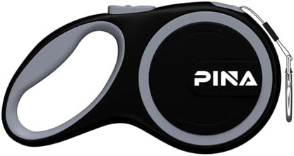 PINA Retractable Dog Leash, 10ft Dog Leash for Small Dogs Up to 33lbs, 360° Tangle-Free Strong Reflective Nylon Tape, with Anti-Slip Handle, One-Handed Brake, Lock - Black Gray by PINA