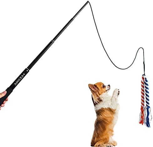 ASOCEA Dog Extendable Teaser Wand Pet Flirt Stick Pole Puppy Chasing Tail Interactive Toy for Small Medium Large Dogs Training Playing Exercise - Image 6