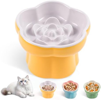 Cat Slow Feeder Bowl Set,1 Pcs Pastel Series Cat Plate for Dry and Wet Food by Unknown