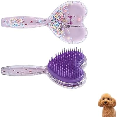 Small Soft Dog Grooming Brush, Pet Massage Hair Brush - Purple by DEEUCHIS