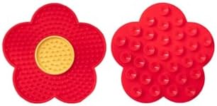 QWINEE Lick Mat for Dogs Cats Flower Shaped Pet Slow Feeder Dog Cat Puppy Bowl Lick Pad for Dog Fun Alternative to Slow Down Eat for Small Medium Large Dogs Red One-Size by QWINEE