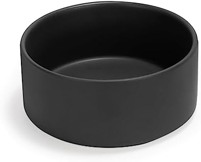 SPUNKYJUNKY 28.7OZ Ceramic Dog and Cat Bowl, Modern Cute Weighted Food Water Bowl for Replacement Black (1 Pack) by SPUNKYJUNKY