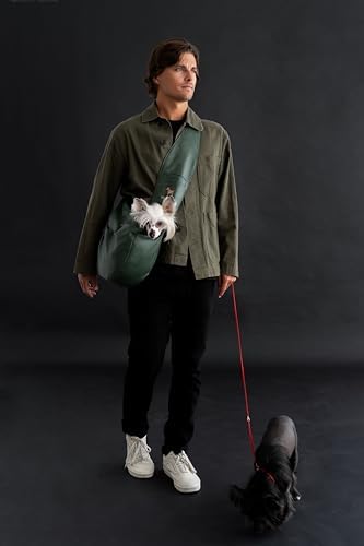 Noah & Paw Dog Sling Carrier for Small Dogs 5-18lb, Dog Sling for Small Dogs and Cats, Dog Carrier with Adjustable Padded Strap, Vegan Denim Lined with Fur, 3X Safety Features, Machine Washable - Image 2