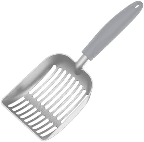 Cat Litter Scoop, Kitty Metal Scooper, Aluminum Alloy Sifter, Kitten Pooper Lifter, Deep Shovel, Long Handle, Poop Sifting, Durable, Heavy Duty, for Litter Box by Frxat