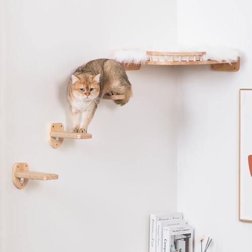 3pcs Cat Wall Steps, Climbing Mounted Furniture, Shelves With Hemp Rope Covered, Solid Wood Ladder for Playing and Climbing (Large-Wood) - Image 7