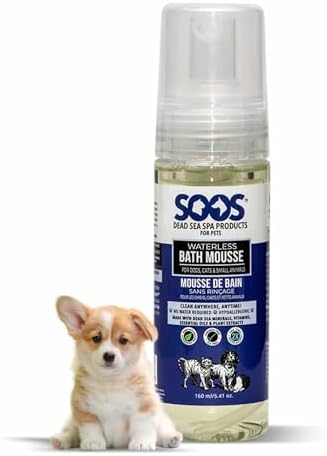 Soos Pet Waterless Bath Mousse for Dogs and Cats | Natural Dead Sea Minerals | Cleans Dirty Paws, Provides Smoothness Shine, Strength, Thickness - 160 ml by SoosPetShampooConditioner