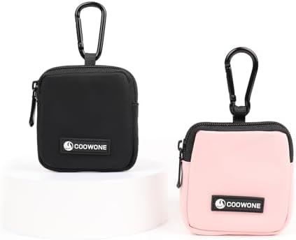 Dog Treat Pouch 2 Pack, Waterproof, Zipper Closure, Hands Free, Black+Pink by COOWONE